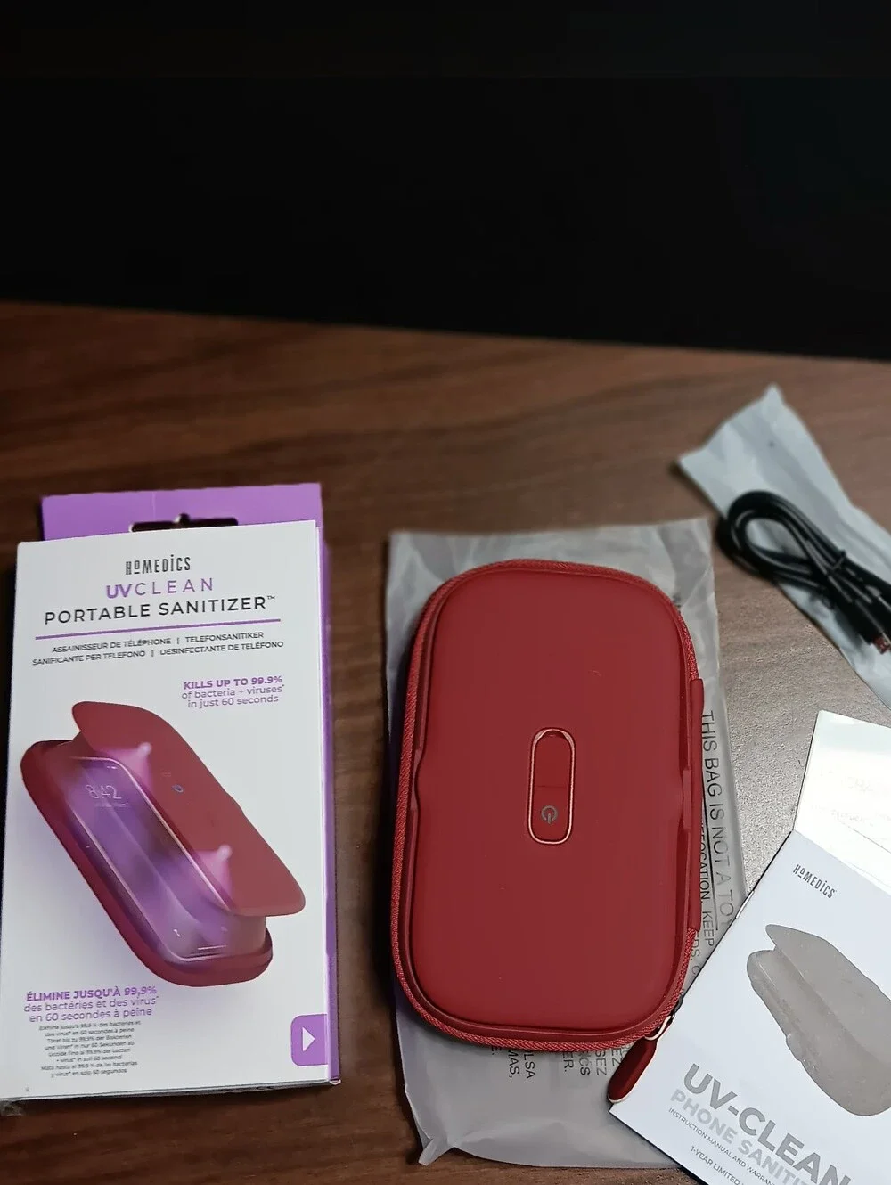 Homedics UVClean Portable Sanitizer - Red Rechargeable